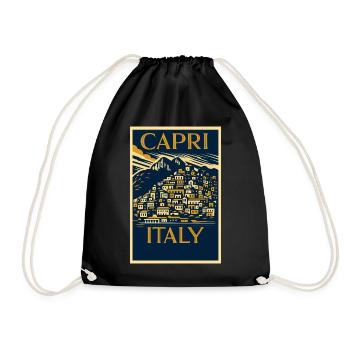 Capri Italy – Navy & Gold Vintage Poster Art-Déco - Turnbeutel - Schwarz - Vorne