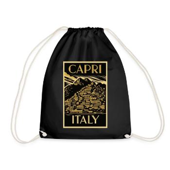 Capri Italy – Noir Gold Vintage Poster Art-Déco - Turnbeutel - Schwarz - Vorne