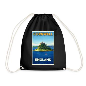 Cornwall England – Retro Reiseposter - Turnbeutel - Schwarz - Vorne