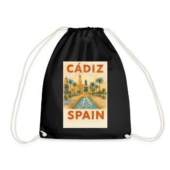 Cadix, Espagne – Plaza des affiches de voyage aquarelle - Sac de sport léger - noir - Devant