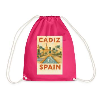 Cadix, Espagne – Plaza des affiches de voyage aquarelle - Sac de sport léger - fuchsia - Devant
