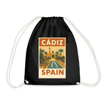 Cadix, Espagne – Plaza d’affiches de voyage vintage - Sac de sport léger - noir - Devant