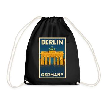 Berlin Germany – Brandenburger Tor Retro Poster - Turnbeutel - Schwarz - Vorne