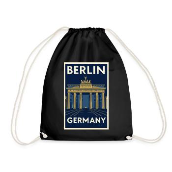 Berlin – Brandenburger Tor Retro Poster - Turnbeutel - Schwarz - Vorne