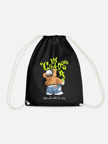 Chaos Bear Graffiti Break All Rules - Drawstring Bag - black