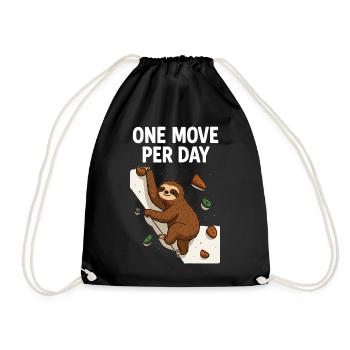 Sloth Bouldering: One Move Per Day Design - Drawstring Bag - black - Front