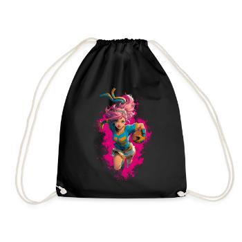 Football Girl Anime - Drawstring Bag - black - Front