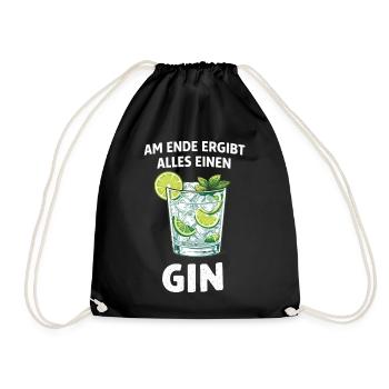 Am Ende ergibt alles einen Gin – Spruch - Turnbeutel - Schwarz - Vorne