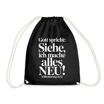 Jahreslosung 2026 Gott: Siehe ich mache alles neu - Turnbeutel - Schwarz - Vorne