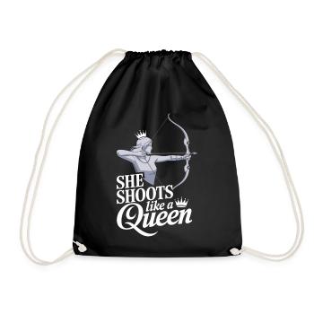 Queen Archer: She Shoots Like a Queen - Drawstring Bag - black - Front