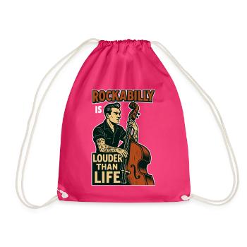 Rockabilly Kontrabass: 50s Musiker & Tattoo Art - Turnbeutel - Fuchsia - Vorne