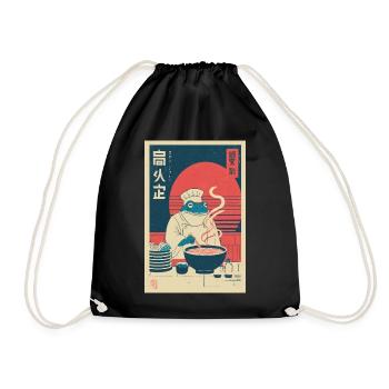 Frog Chef Ramen Retro Poster - Drawstring Bag - black - Front