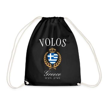 Volos Griechenland Wappen Krone – Reise Souvenir - Turnbeutel - Schwarz - Vorne