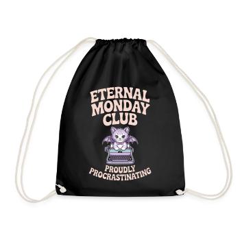 Eternal Monday Club Procrastinating Cat - Drawstring Bag - black - Front