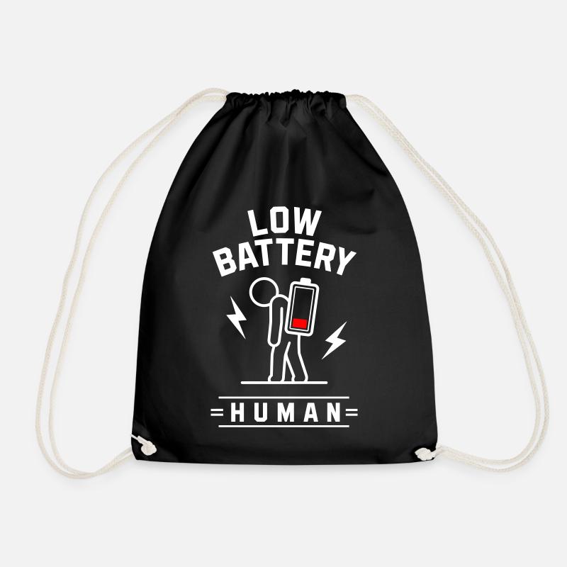🪫LOW BATTERY HUMAN - Turnbeutel - Schwarz