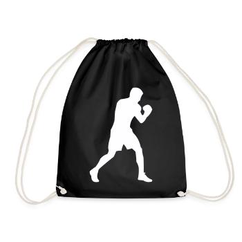 Boxer-Silhouette in Bewegung - Turnbeutel - Schwarz - Vorne