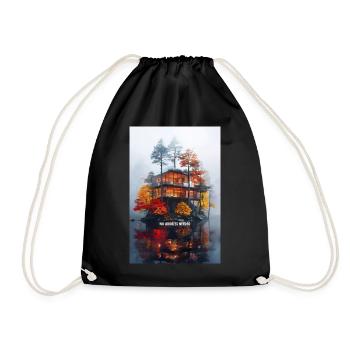 NO ADDRESS NEEDED - Modern Autumn Island Villa - Drawstring Bag - black - Front