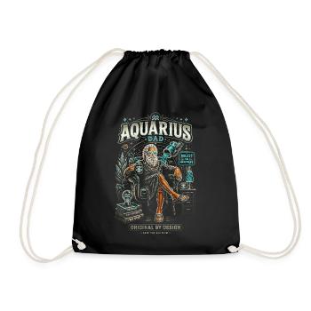 Vater Wassermann Geek Kosmos – Wassermann Tierkreis - Turnbeutel - Schwarz - Vorne