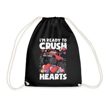 Retro Heart Valentine's Day Design Love - Drawstring Bag - black - Front