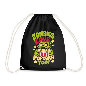 Zombies Love Popcorn Too Horror Design - Drawstring Bag - black - Front