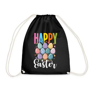 Joyeuse Pâques, douce chasse aux œufs du lapin, œufs de Pâques - Sac de sport léger - noir - Devant