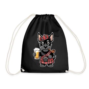Schottischer Terrier Mit Bier und Pfeife - Turnbeutel - Schwarz - Vorne