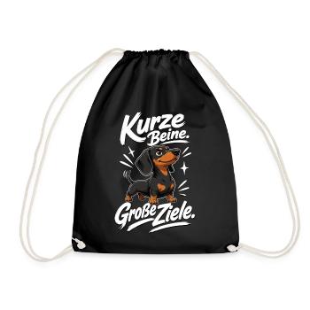 Kurze Beine Große Ziele Dackel Spruch - Turnbeutel - Schwarz - Vorne