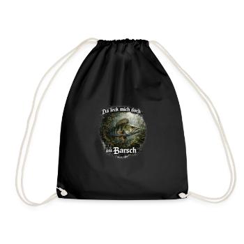 Da leck mich doch am Barsch – Flussbarsch | Angler - Turnbeutel - Schwarz - Vorne