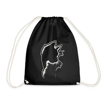 Katzensilhouette | Minimalistisches Design - Turnbeutel - Schwarz - Vorne