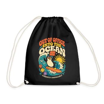 Penguin on vacation – Out of Office - Drawstring Bag - black - Front
