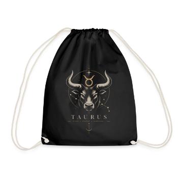 Taurus Sternzeichen Stiers Symbol - Turnbeutel - Schwarz - Vorne