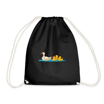 Duck Chicks - Duck Family - Drawstring Bag - black - Front
