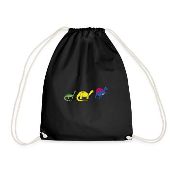 Three dinosaurs. Colorful. - Drawstring Bag - black - Front