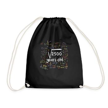 Square root from 2500 maths 50th birthday - Drawstring Bag - black - Front