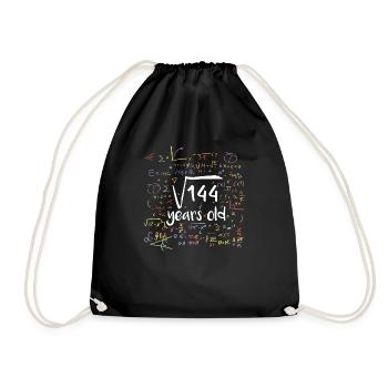Racine carrée de 144 Douze ans 12e anniversaire - Sac de sport léger - noir - Devant