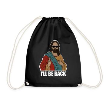 Lustiger Christ, ich werde wiederkommen, Jesus Christus - Turnbeutel - Schwarz - Vorne