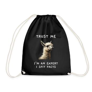 Lama drôle de lama « Je crache des faits » Parole d’expert - Sac de sport léger - noir - Devant