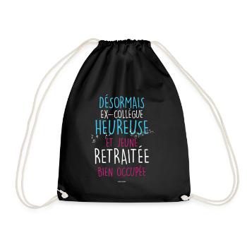 ex-collègue et retraitée heureuse cadeau Femme - Sac de sport léger - noir - Devant