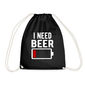 Ich brauche Bier Witzig Lustig Batterieentladung - Turnbeutel - Schwarz - Vorne
