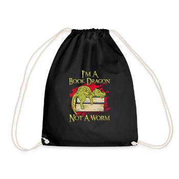 I'm A Book Dragon Not A Worm - Drawstring Bag - black - Front