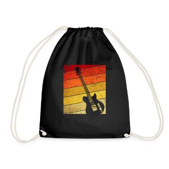Guitar guitarist music love musician band retro - Drawstring Bag - black - Front