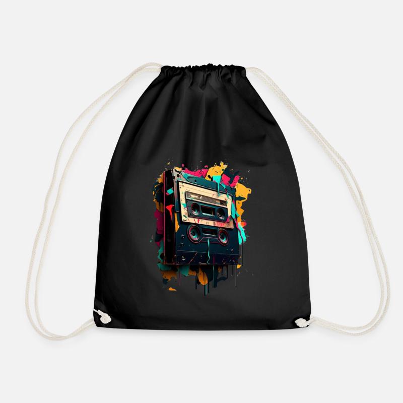 Retro Mixtape - Drawstring Bag - black