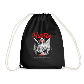 Hustle More Angel Statue with Dollar Bills - Drawstring Bag - black - Front