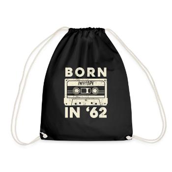 Geboren 1962 60. Geburtstag Sechzigster Geschenk - Turnbeutel - Schwarz - Vorne