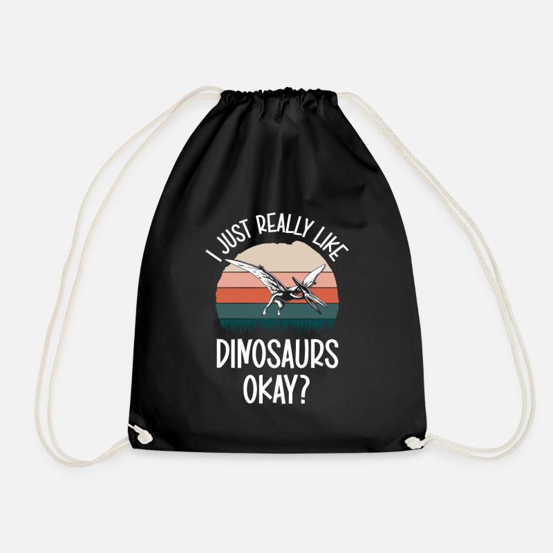 Dino Triceratops Rex Raptor - Drawstring Bag - black