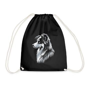Herding dog silver - Drawstring Bag - black - Front