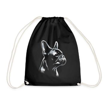 Bouledogue Français dessin tête argent - Sac de sport léger - noir - Devant
