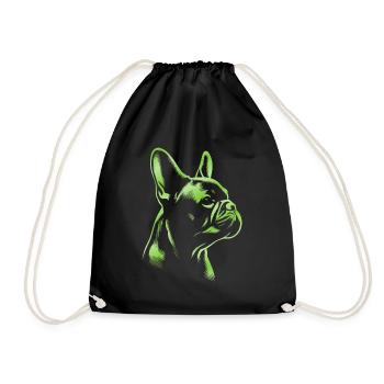 Bouledogue Français dessin tête vert - Sac de sport léger - noir - Devant