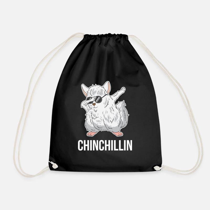 Dabbing Chinchillas Chinchillin Rodent Gift - Drawstring Bag - black