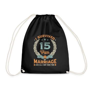 I Survived 15 Years Of Marriage - Turnbeutel - Schwarz - Vorne